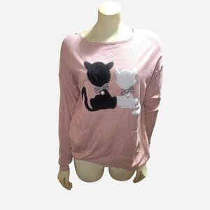 Pink Vinizbena Cat Appliqué Sweater Women's Size L/XL –